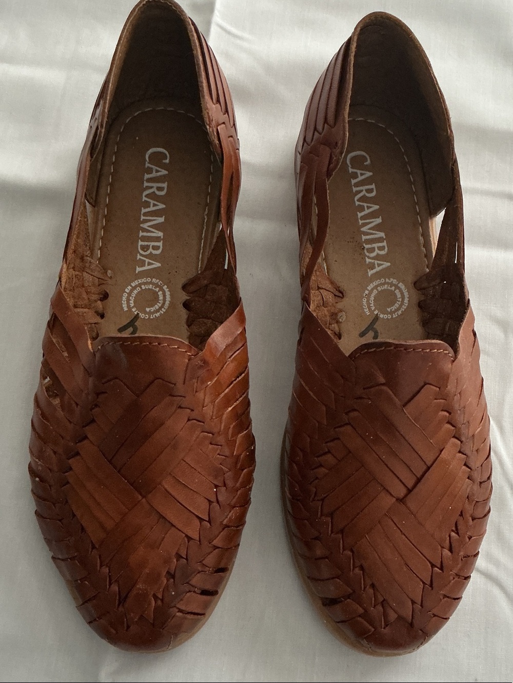 Caramba Brown Woven Leather Mexican Huarache Flats